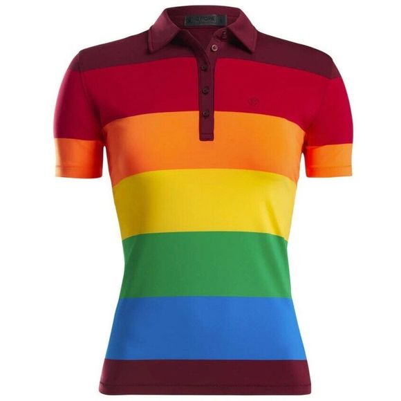 G/FORE Tops - G/Fore Womens Rainbow Stripe Polo Top L XL Golf Shirt GFore